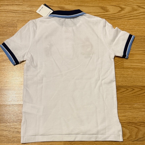 Ralph Lauren White Polo with Navy Collar and Embroidered Crest - Picture 7 of 8